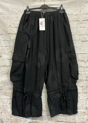 Moonshine Fashion Musselin Freizeit Hose Lagenlook 46 48 50 Übergrösse Neu schwa - Bild 1 von 4