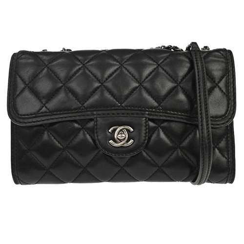 Chanel Black Lambskin Flap Shoulder Bag 197413