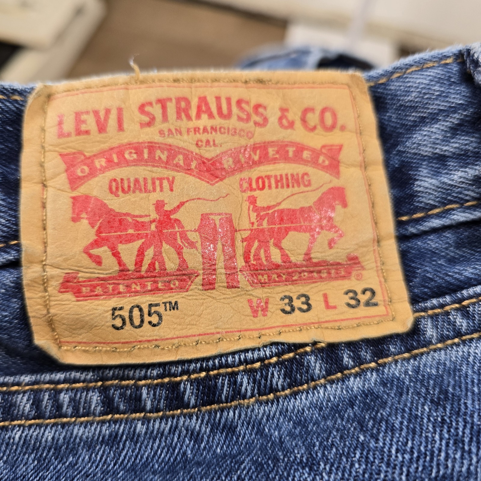 Levi's 505/ Rare "Blank" Tag/ Men's Regular Fit Jeans Straight Leg Sz W33 x L32 image 3