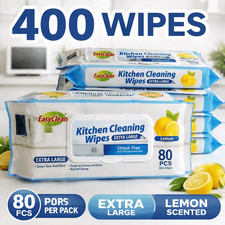 Easyclean Kitchen Cleaning Wipes 400 Pack Lemon Scent Use Convenient for Home
