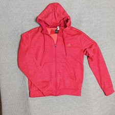 Adidas Hoodie Women XL Red Excellent Climawarm Full Zip Heathered Fleece