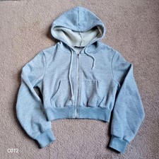 Shein Cropped Hoodie Size M US 6 Pocket Cotton Full Zip Long Sleeves Athleisure