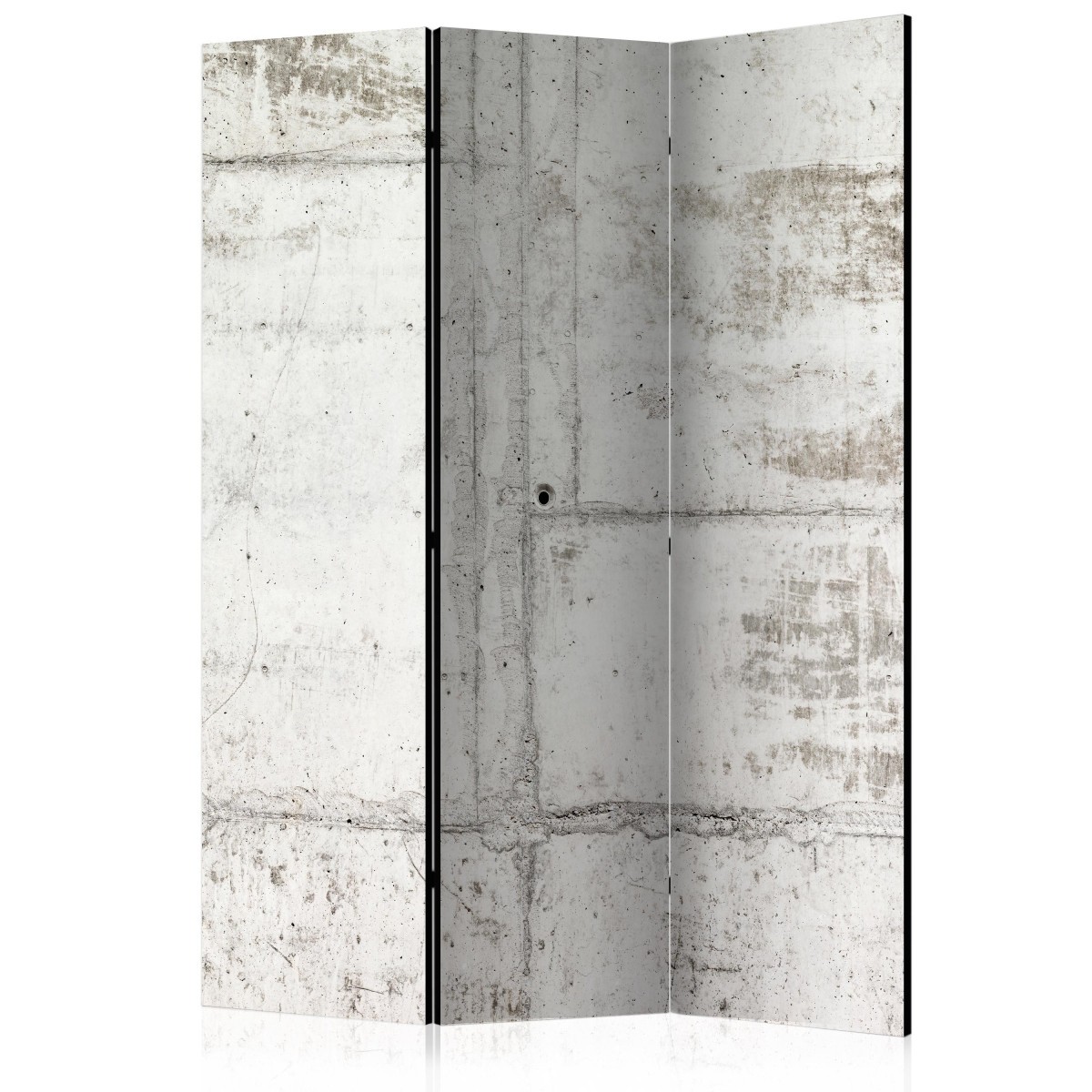 Paravent 3 volets Urban Bunker 135x172cm claustra bois et toile gris industriel