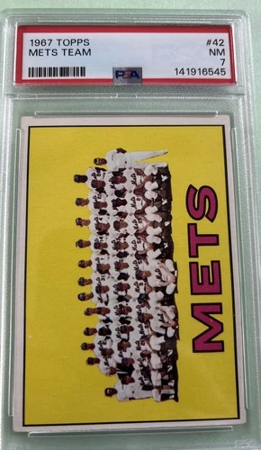 1967 Topps Baseball New York Mets Team Card #42 PSA 7 METS NM Nolan Ryan