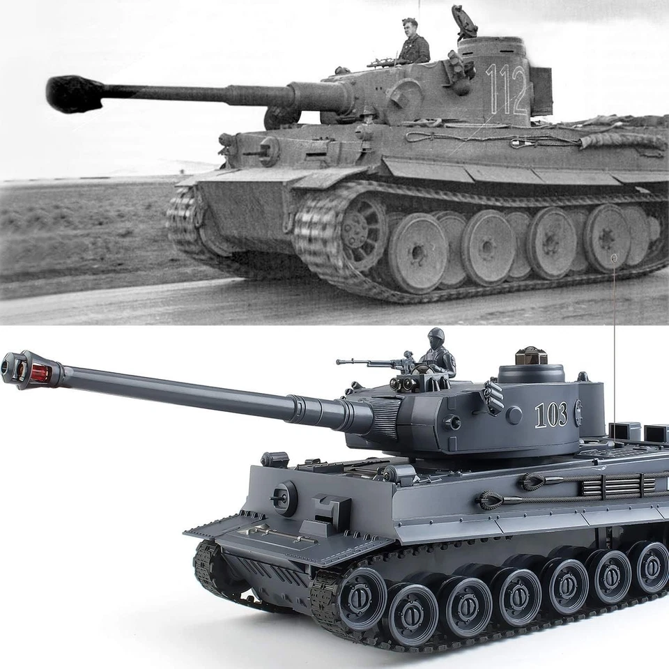 1:28 Gray Tiger Tank Toy for Kids, Remote Control - Image 4 of 4