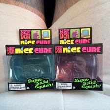 Nee Doh Nice Cube Super Solid Squish Lot of 2 Pink 1  Blue 1 New in Package
