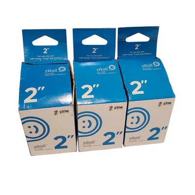 Lot of 3 Zink Happy 2'' ZRoll Acid Free Permanent Adhesive - 2 inch blue
