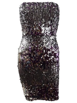 Jump Juniors' Strapless Two-Tone Sequined Dress (0, Purple Multi)
