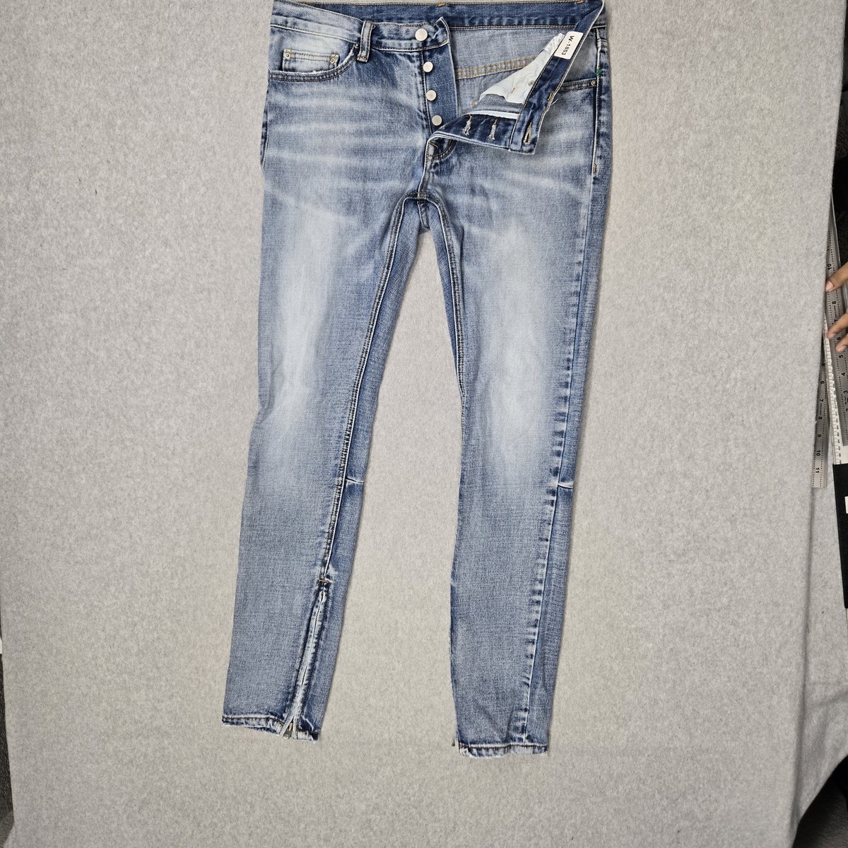 MNML Men Jeans 32 Light Blue Denim Skinny Ankle Zipper 32