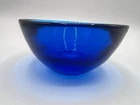 VTG Blenko Glass Blue Bowl Signed Heavy 5.5"X2.75” Dish