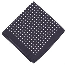 Battisti Napoli Black and White Jacquard Dot Print Silk Pocket Square New