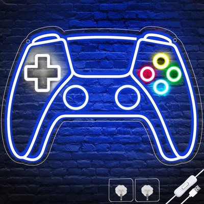 Gamer Neon Sign, Gamepad Shaped LED Neon Sign for Gamer Room Decor, Gaming Ne...