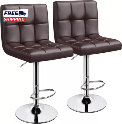 Allblessings Tall Bar Stools Set of 2 Modern Square PU Leather Adjustable Barsto