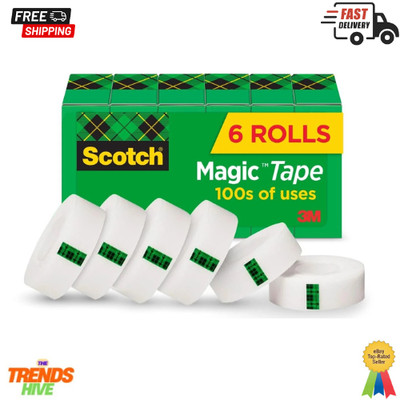 Scotch Magic Tape, Invisible, Back to School Supplies 6 Rolls, Transparent