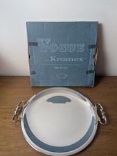 Vintage Vogue Kromex 13โ Round Serving Tray Made in USA Mid Century MCM
