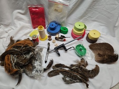 Assorted Fly Tying Materials Real Fur, Feathers, Tools, And MORE!!