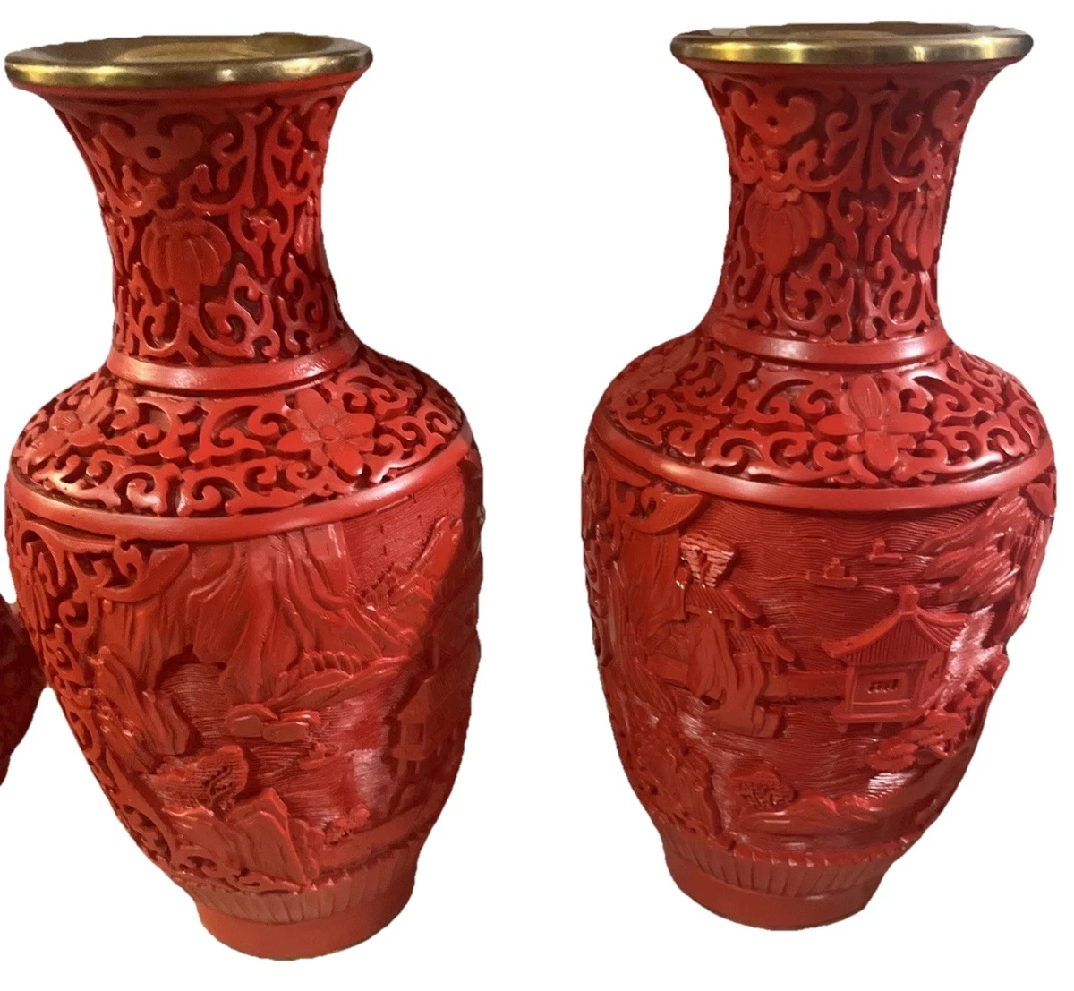 红色黄铜主中国古董花瓶| eBay