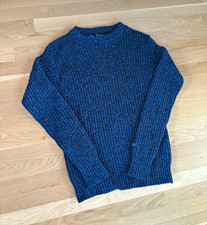Vintage 80  s L.L.Bean Blue Wool Rib-Knit Crewneck Pullover Sweater Long Sleeve M