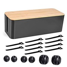 Cable Management Box - Wooden Style Large Cord Organizer to Hide Wires Power