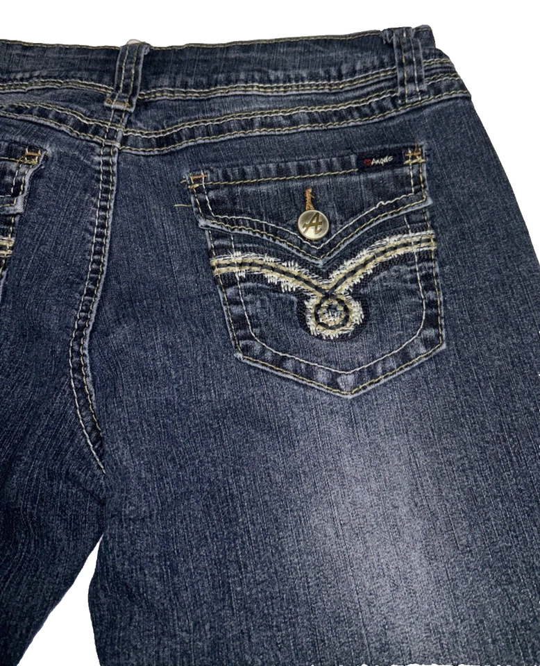 ANGELS MUJER Jean Denim Bermuda Puños PANTALONES CORTOS VAQUEROS 5 Bolsillos Talla 9 Foto 3 de 4