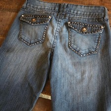 Vintage Bedazzled Y2K Denim Jeans Pants Early 2000s Mudd Low Rise Rhinestone
