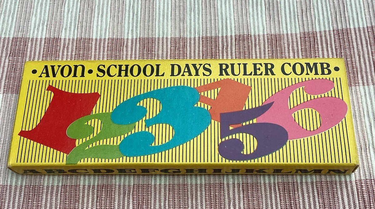AVON School Days Ruler Comb Vintage 1970s Sunny Yellow Hard Plastic ABC’s Hair View 2