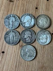 2 WALKING LIBERTYS & 5  WASHINGTON   QUARTER    Dollar  90% Silver  FREE SHIP U