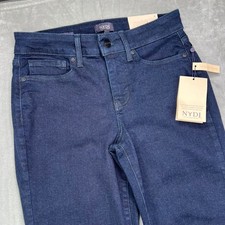 NYDJ Marilyn Straight Jeans Womens 4 Dark Blue Rinse Stretch Lift Tuck Denim New