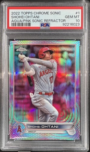 Shohei Ohtani 2022 Topps Chrome #1 *Aqua Pink Sonic Refractor* #/199 Rare PSA 10