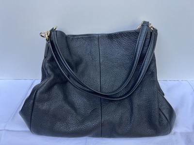 Coach Large Black Pebbled Leather Triple Compartment Hobo Shoulder Bag Gold Hard