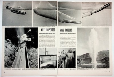 Vintage Torpedo Science Article 1940s WWII Era Navy Research 2-Page Spread