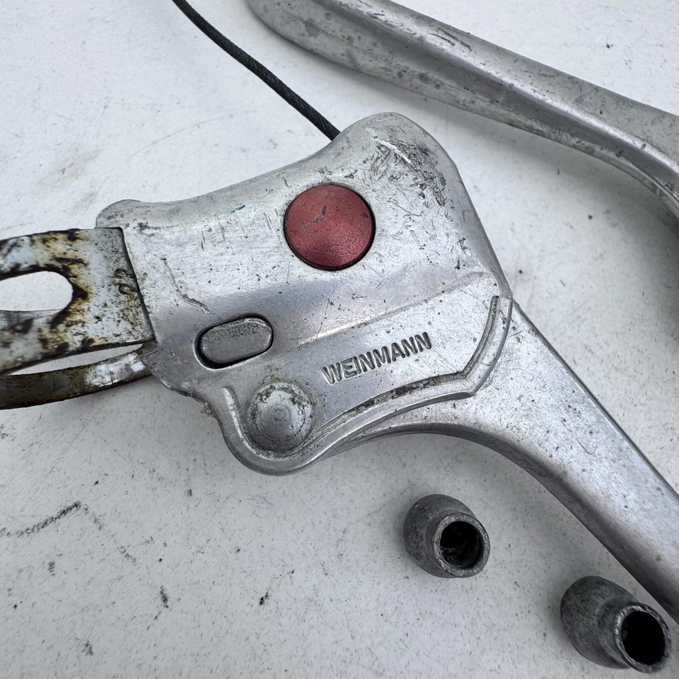 Par de palancas de freno de bicicleta de carretera Weinmann de aleación de punto rojo de colección 22 mm plateadas A67 Foto 2 de 4