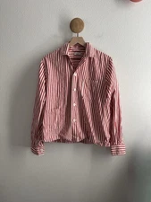 BODE Womens Red Striped Button Down Shirt Size M/L