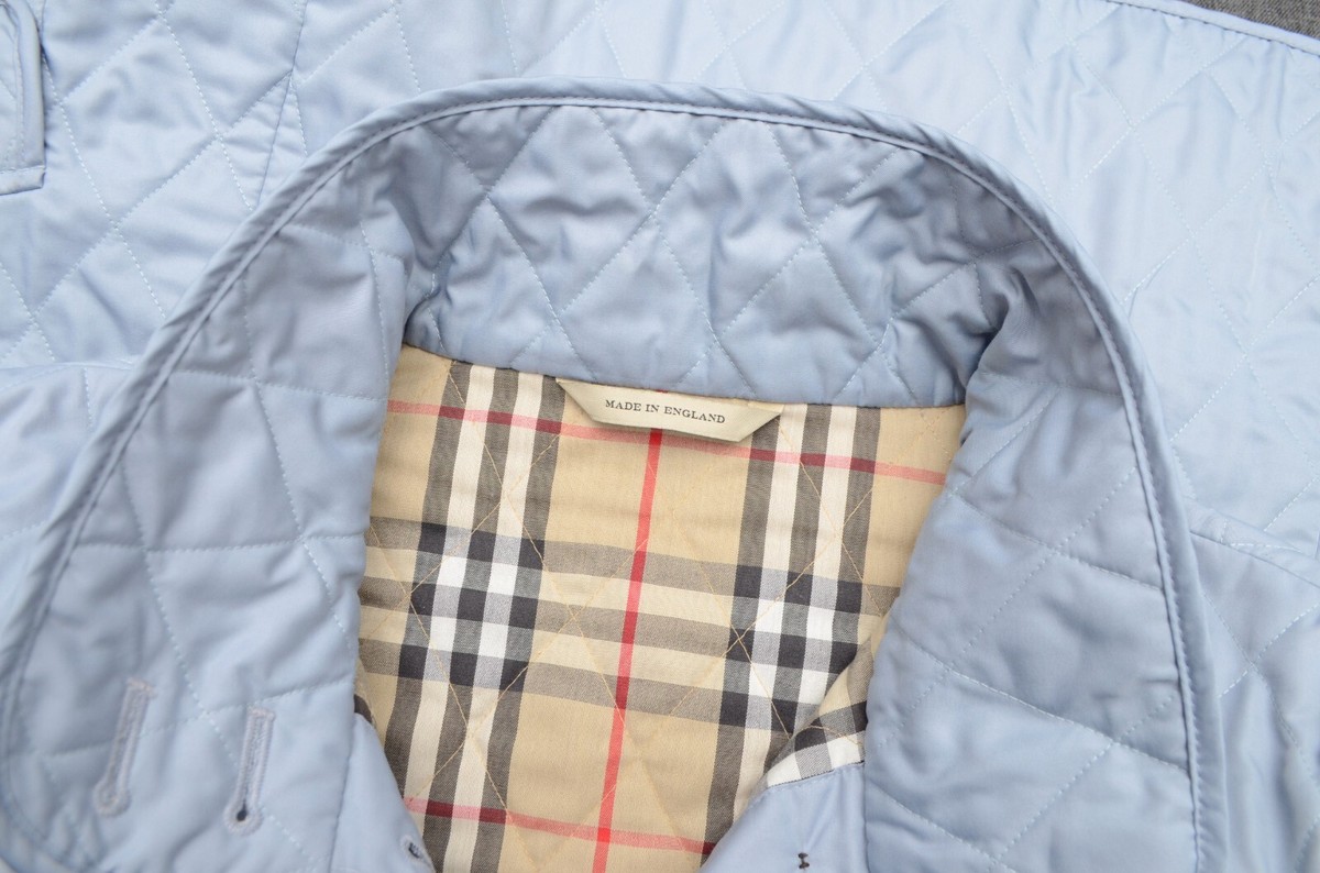 Women's Burberry London Quilted Light Blue Jacket Coat Size