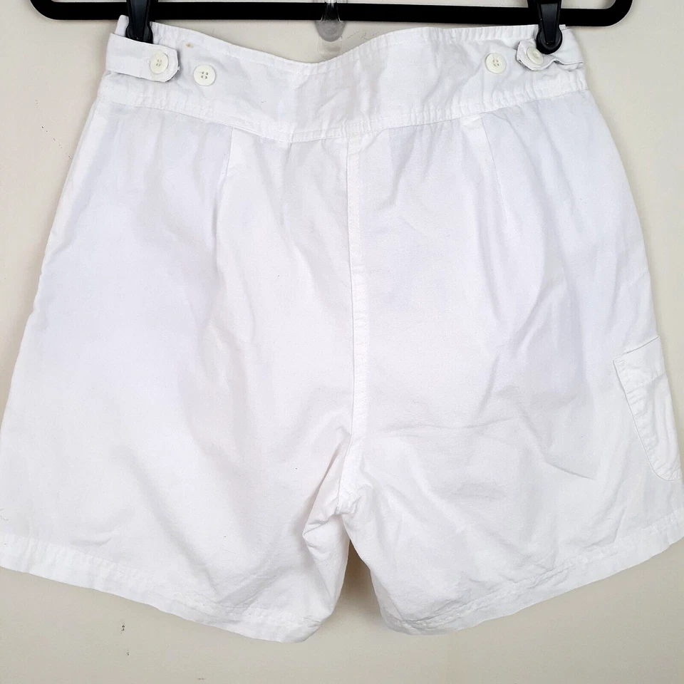 Pantalones cortos Bill Blass para mujer talla 8 Petite frente plano tiro medio textura algodón blanco Foto 2 de 4