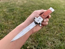 9”Wood Tactical Spring Assisted Open Blade Folding Pocket Knife Hunting Survival