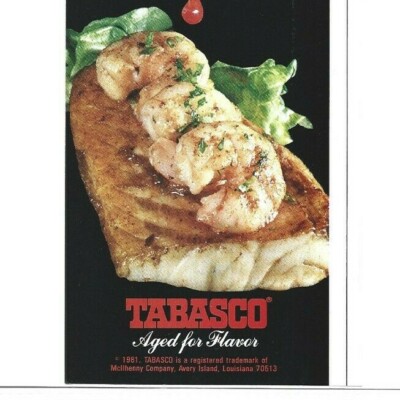 Tabasco Sauce Print Ad, Tabasco Sauce Bottle Print Ad, Shrimp Fish Tabasco Ad