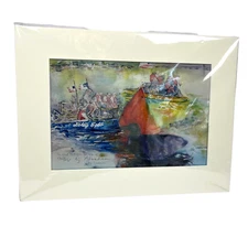 Art Print 'The Great Trent River Race' Signed Matted Bernice Abraham 16x12 NEW