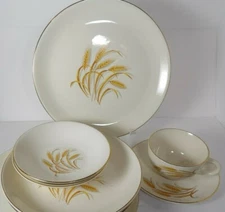 Golden Wheat Dishes ~ CHOOSE ~ Serving Platter & Bowl Plate ~ Homer Laughlin 22K