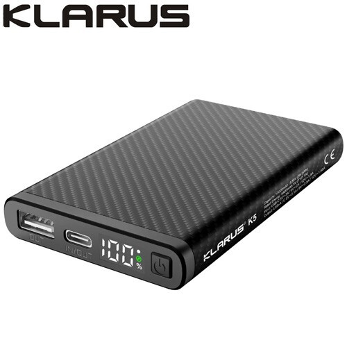 Batterie externe Klarus K5 10000 mAh en fibre de carbone pour smartphone