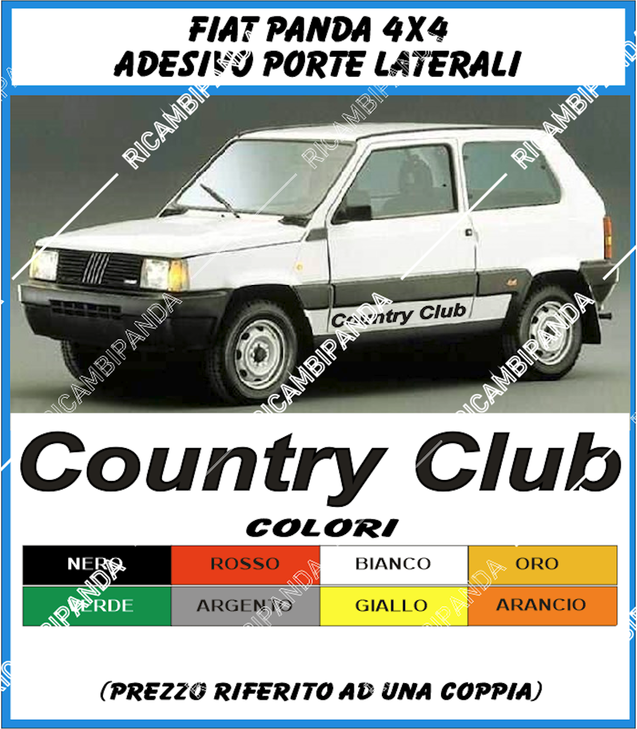 Adesivi Fiat Panda 4x4 Country Club 141 | Kit 2 Stickers Laterali Destro+Sinistro | Con Adesivo 4x4 Omaggio - Foto 10