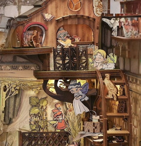 Wonderland Book Nook - Book Shelf Insert - Bookcase with Light Model Building - Picture 6 of 8