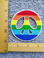 1 BEAUTIFUL RARE RAINBOW FACE IRON ON PATCH free shipping