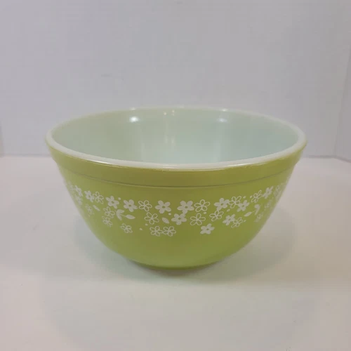 Vtg Pyrex 402 Spring Blossom Light Green Round 1½ Quart Mixing Bowl
