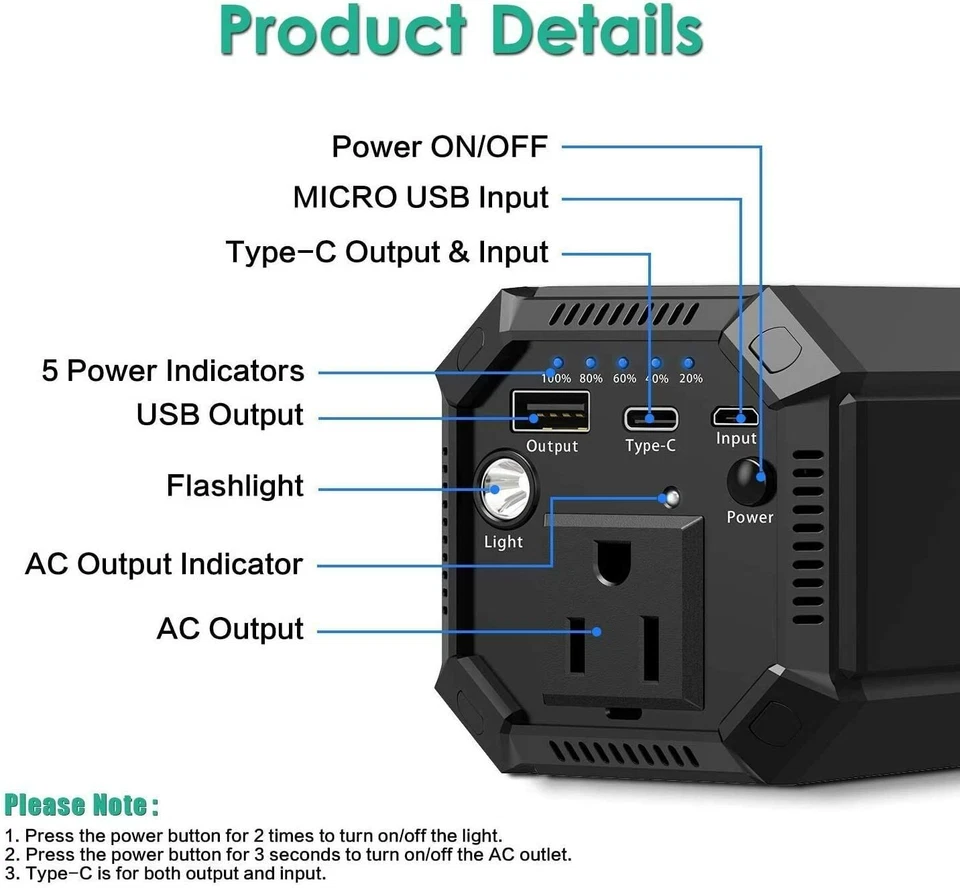 Portable Laptop Charger, 31200 mAh High Capacity USB C Power Bank with 100W AC - Image 3 of 4