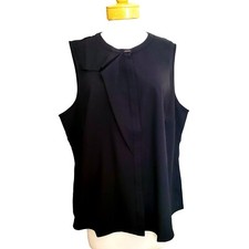 Elizabeth & Clarke NW0T Flounce Sleeveless Blouse Top Black Stain Tech Sz 22W