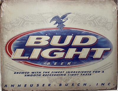Bud Light Sign for Wall Vintage Metal Retro 12.5'' x 16''