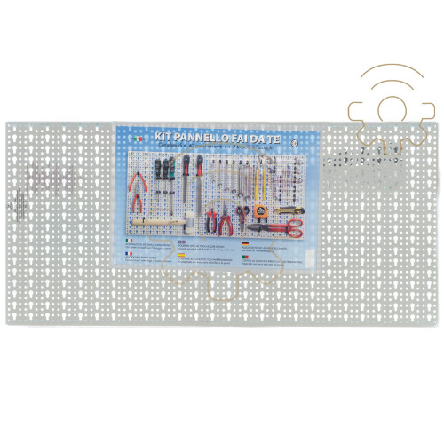 Offerta Pannello Forato Lamiera Bianca 46x98 con 40 Ganci Misti