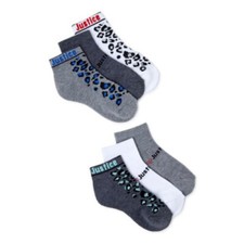 Justice Girls Rainbow Leopard Print Ankle Socks, 6-Pack, Size M 7.5-3.5 - New
