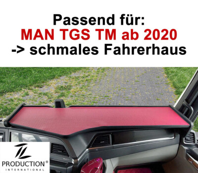 MAN TGS TM ab 2020 SCHMALES Fahrerhaus LKW-Tisch rot Ablagetisch durchgehend